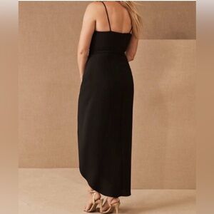 BHLDN Black Caron V Neck Crepe Tulip Dress Size 4